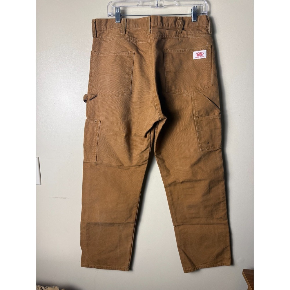 Vintage Round House Pants Mens 34x30 Double Front Canvas Carpenter Made In USA - Picture 3 of 7